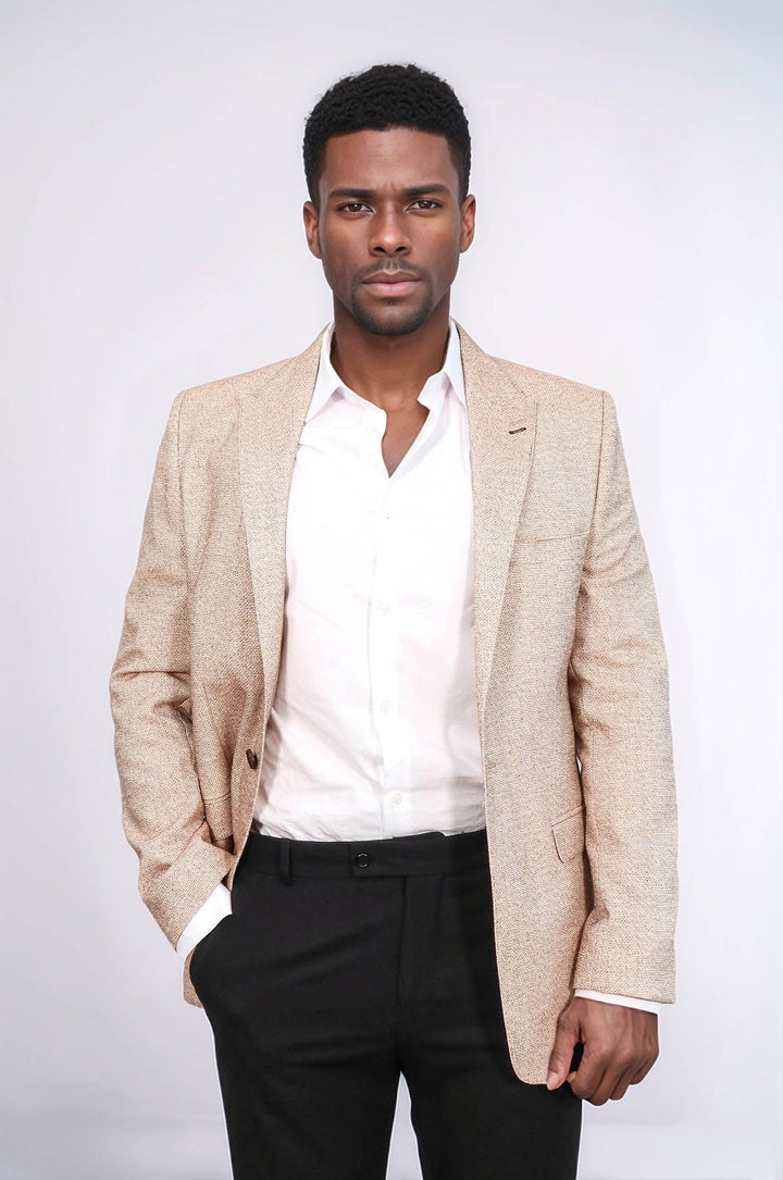 WSS Patterned Slim-Fit Yellow Blazer  - Wood Buffalo