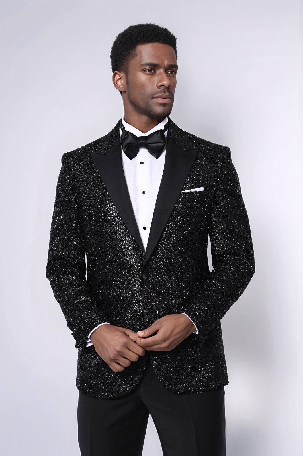 WSS Sequin Patterned Black Party Blazer  - Orizaba