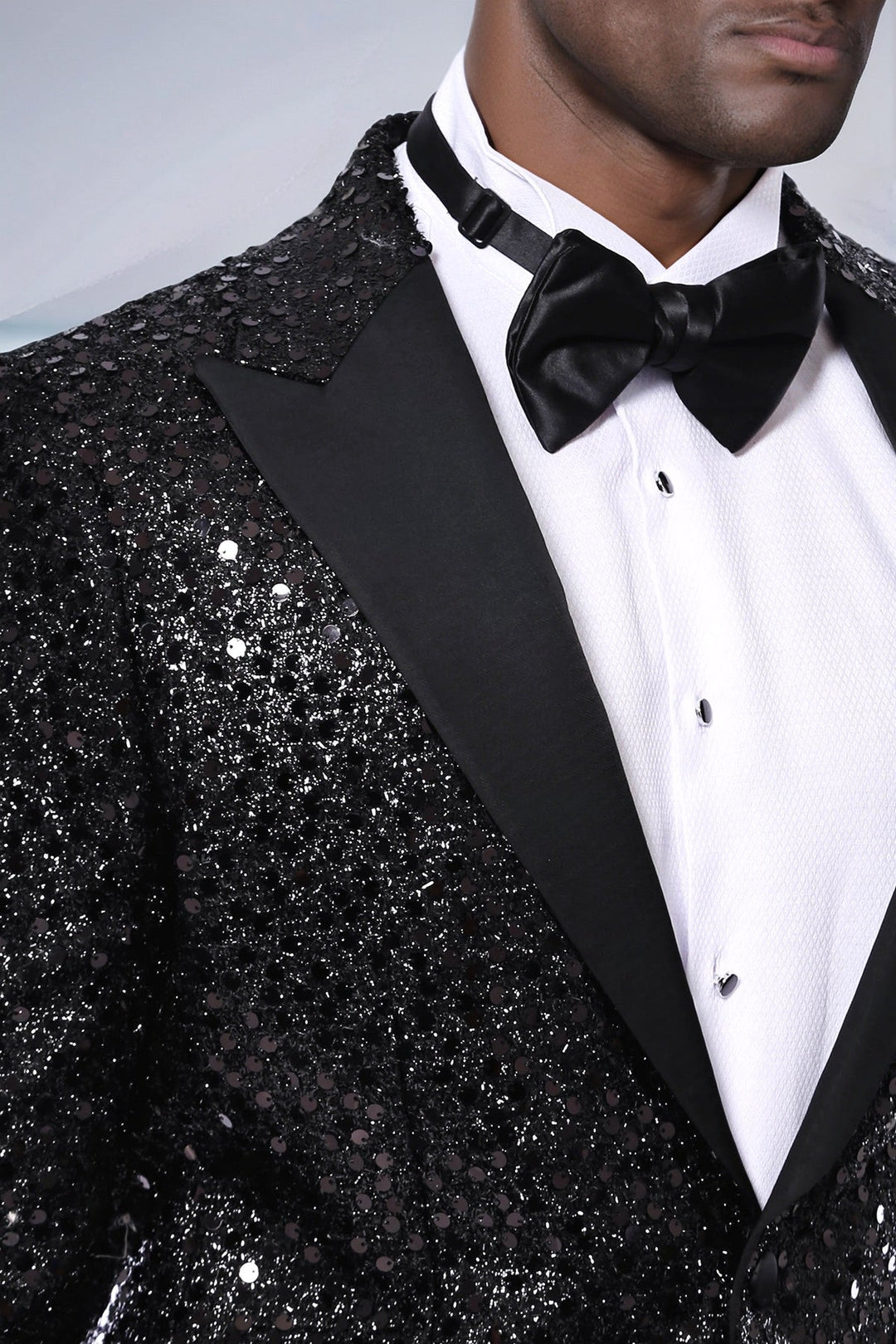 WSS Sequin Patterned Black Party Blazer  - Orizaba