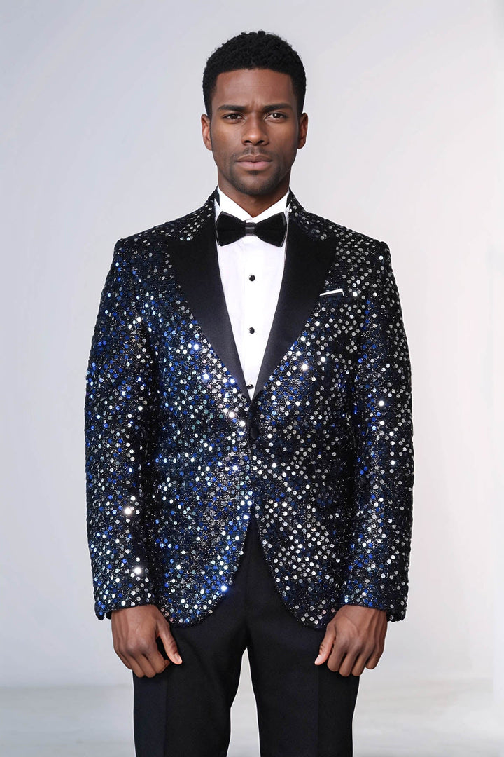 WSS Glitter Pattern Black Men Prom Blazer  - La Spezia