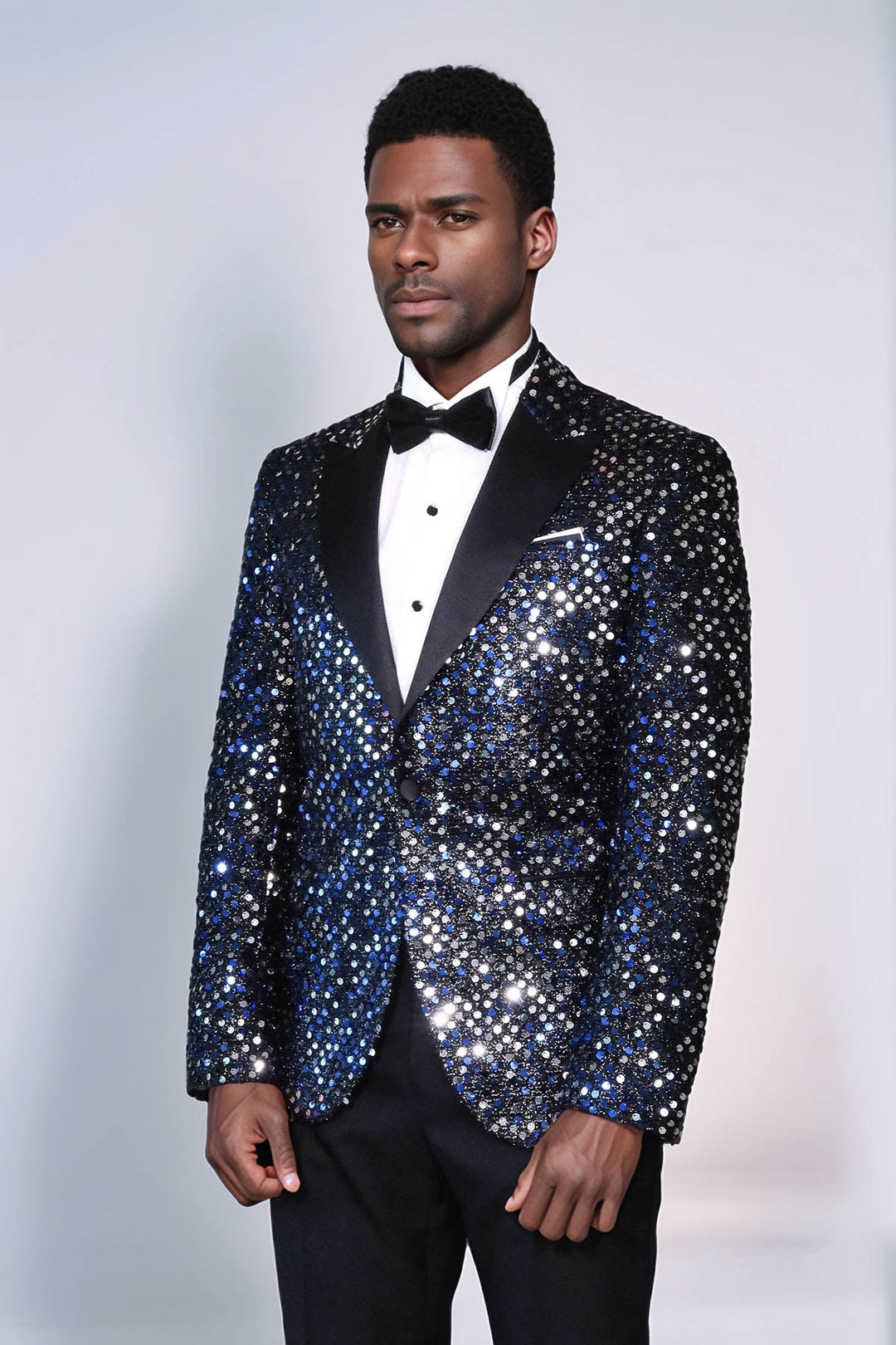 WSS Glitter Pattern Black Men Prom Blazer  - La Spezia
