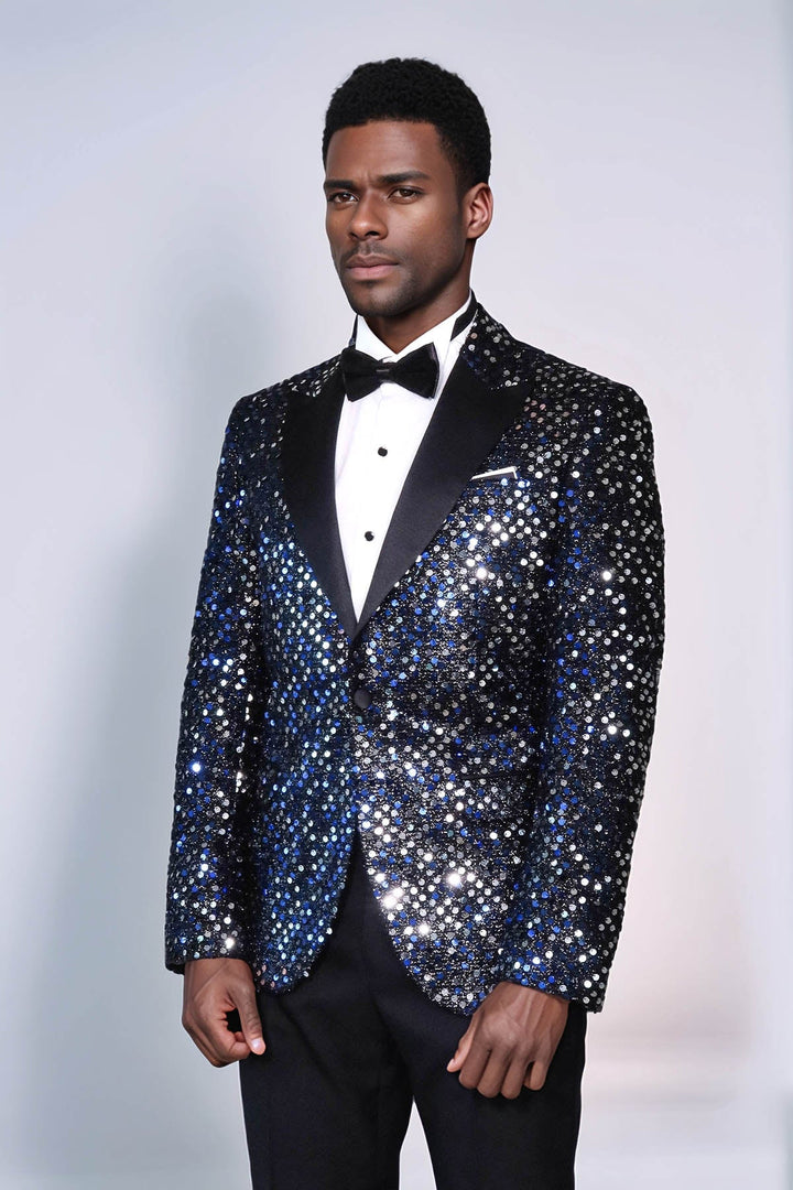 WSS Glitter Pattern Black Men Prom Blazer  - La Spezia