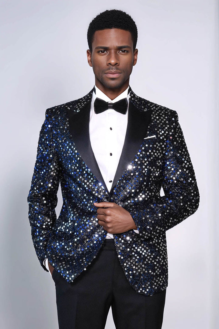 WSS Glitter Pattern Black Men Prom Blazer  - La Spezia