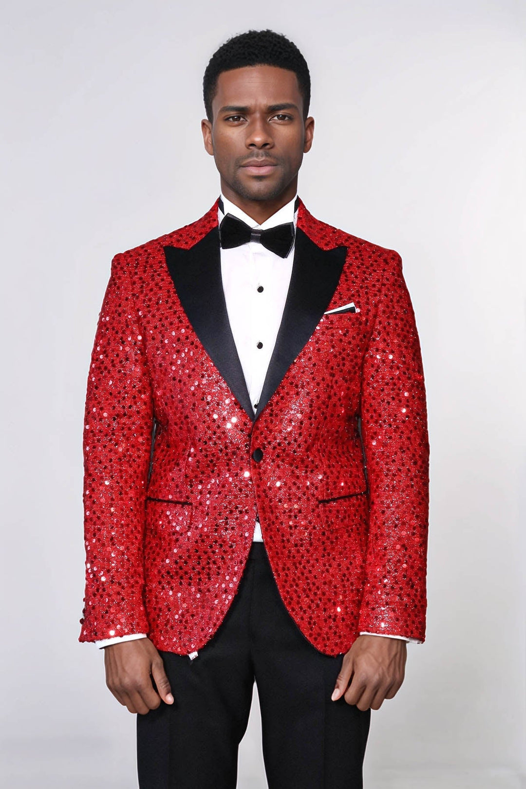 WSS Glitter Pattern Red Men Prom Blazer  - Tres Valles