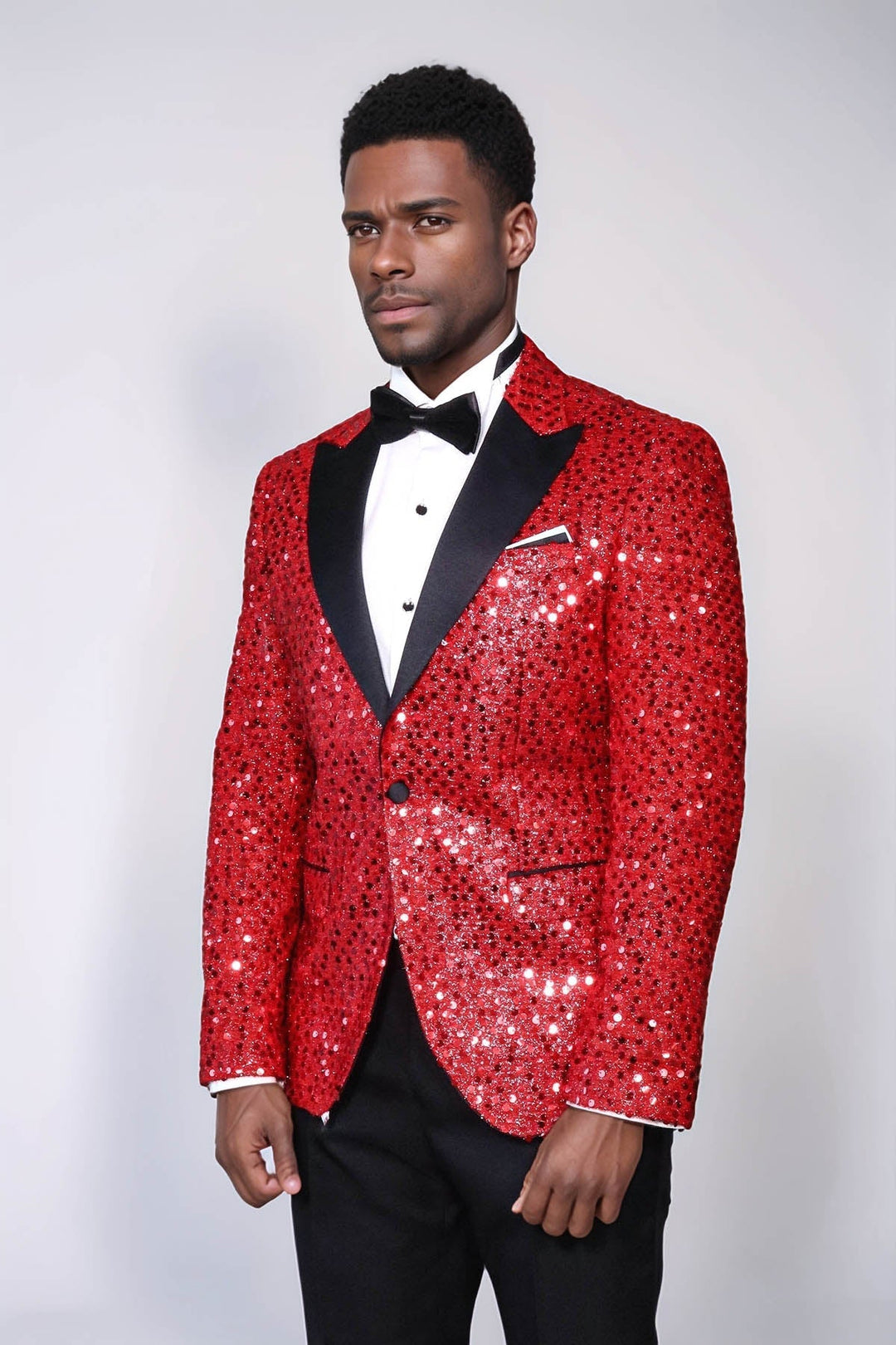 WSS Glitter Pattern Red Men Prom Blazer  - Tres Valles