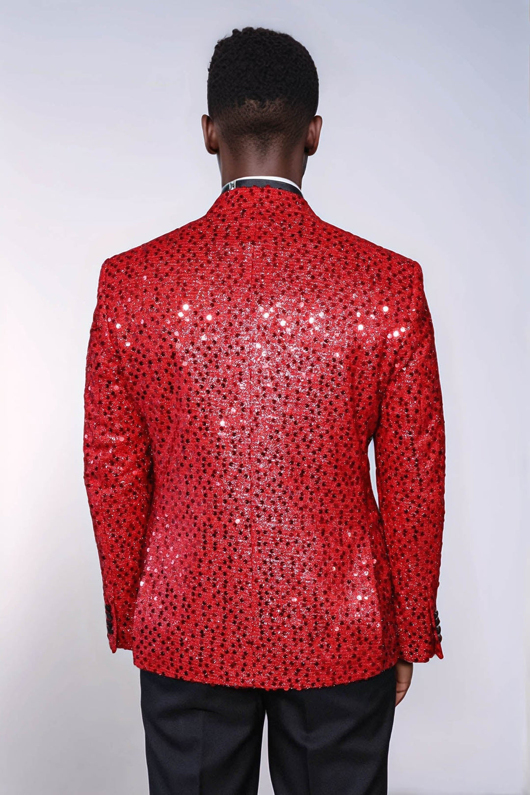 WSS Glitter Pattern Red Men Prom Blazer  - Tres Valles