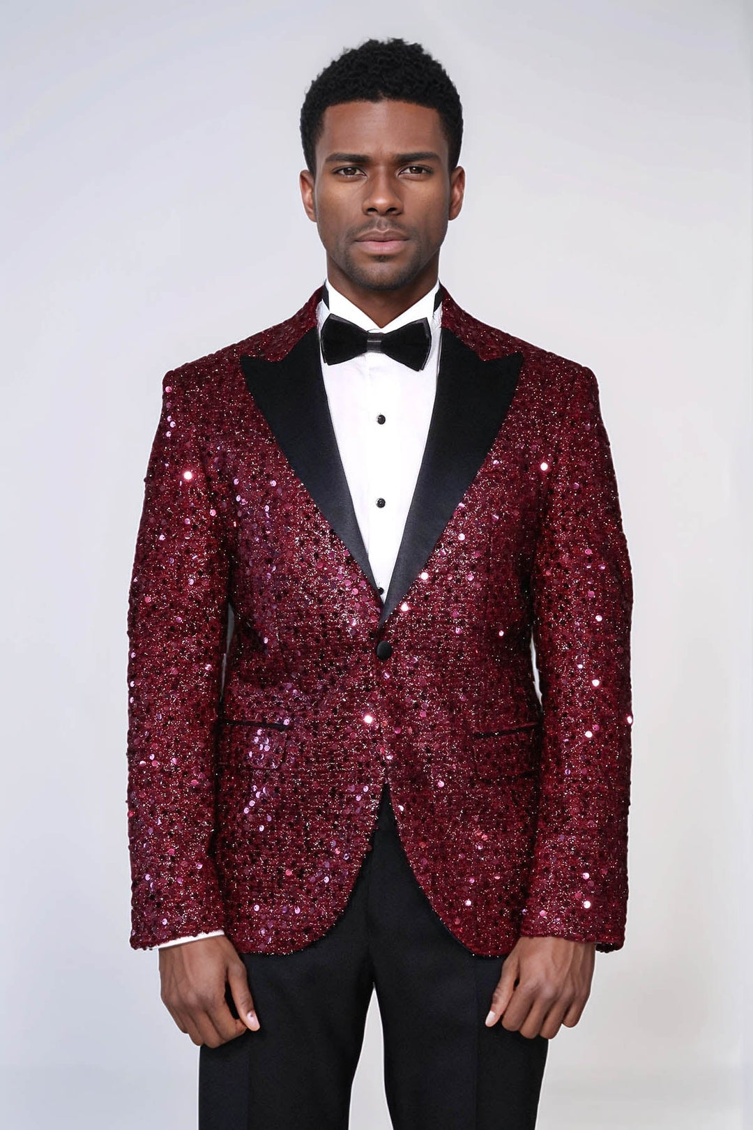 WSS Glitter Pattern Burgundy Men Prom Blazer  - Velsen-Zuid