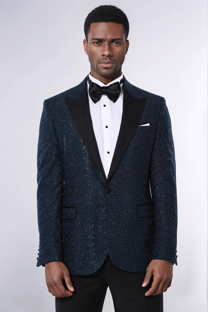 WSS Glitter Pattern Green Men Prom Blazer  - Tezoyuca