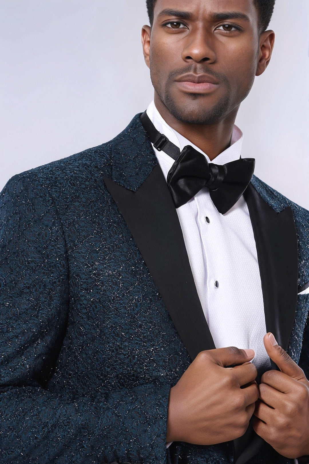 WSS Glitter Pattern Green Men Prom Blazer  - Tezoyuca