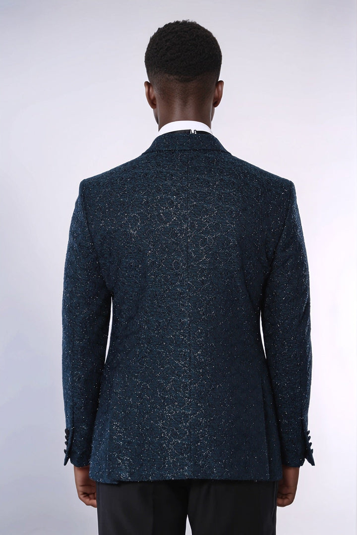 WSS Glitter Pattern Green Men Prom Blazer  - Tezoyuca