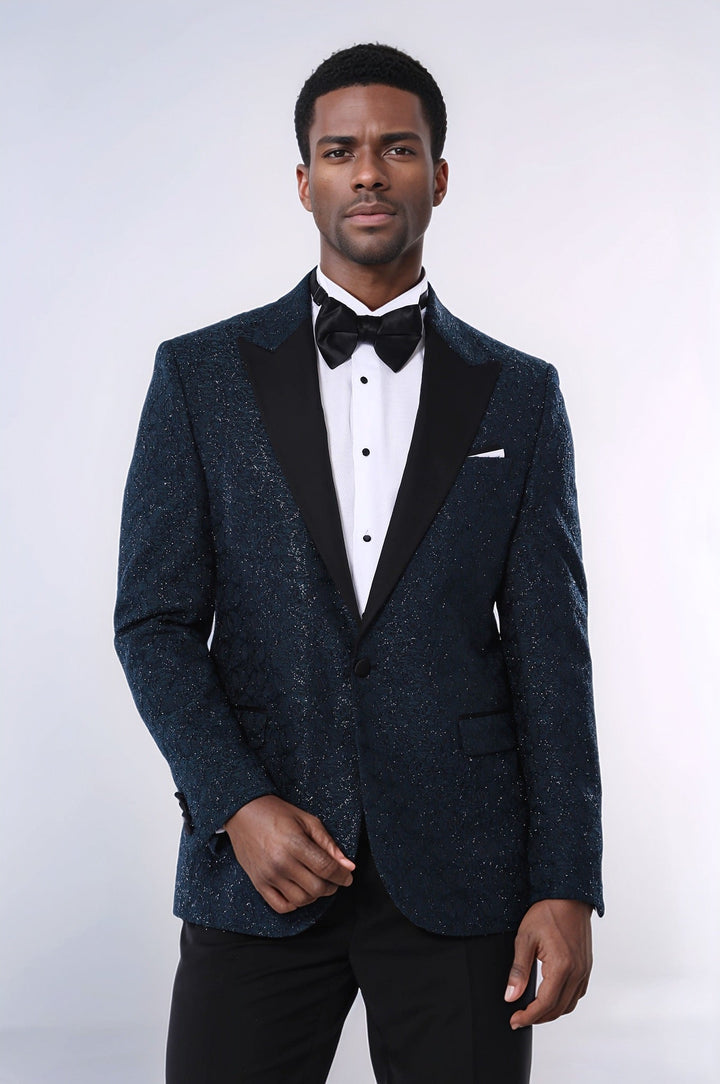 WSS Glitter Pattern Green Men Prom Blazer  - Tezoyuca