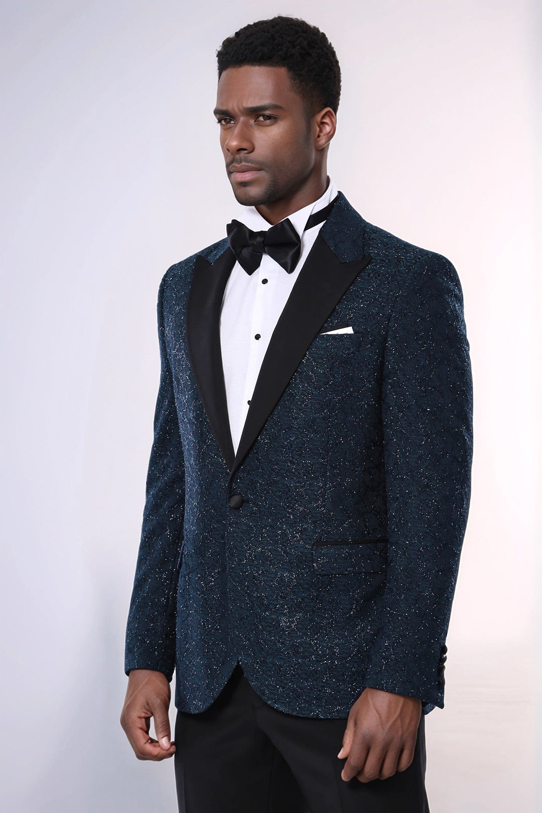 WSS Glitter Pattern Green Men Prom Blazer  - Tezoyuca
