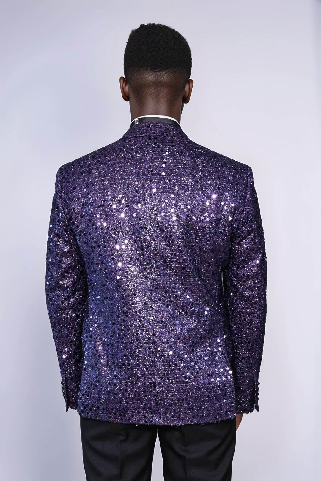 WSS Glitter Pattern Purple Men Prom Blazer  - Rialto