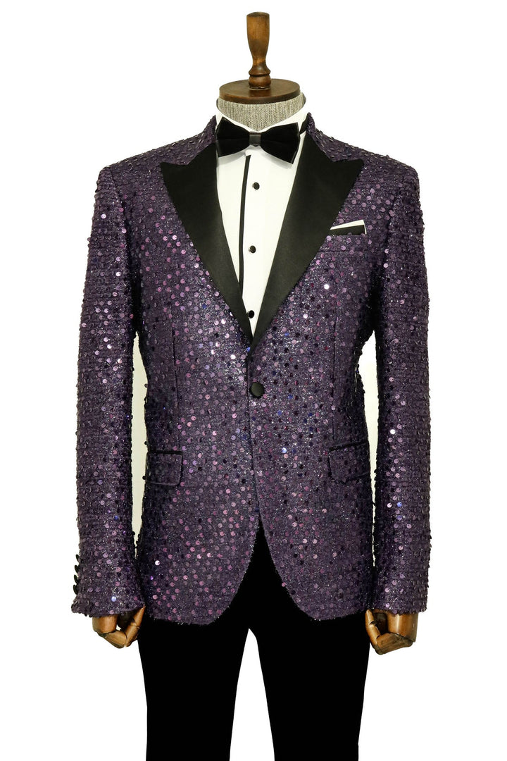 WSS Glitter Pattern Purple Men Prom Blazer  - Sabinas