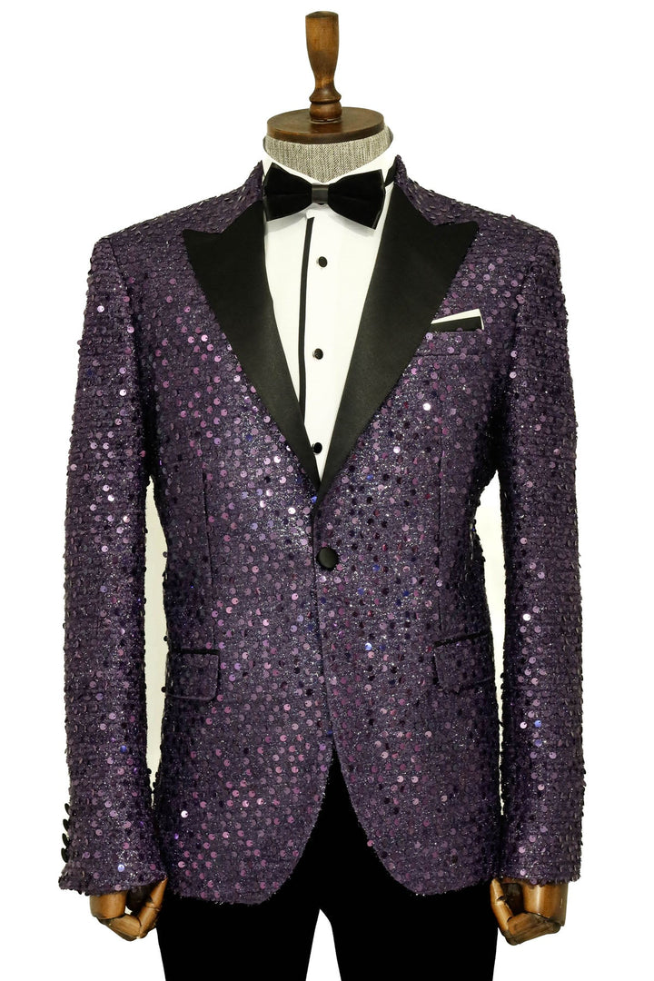 WSS Glitter Pattern Purple Men Prom Blazer  - Sabinas