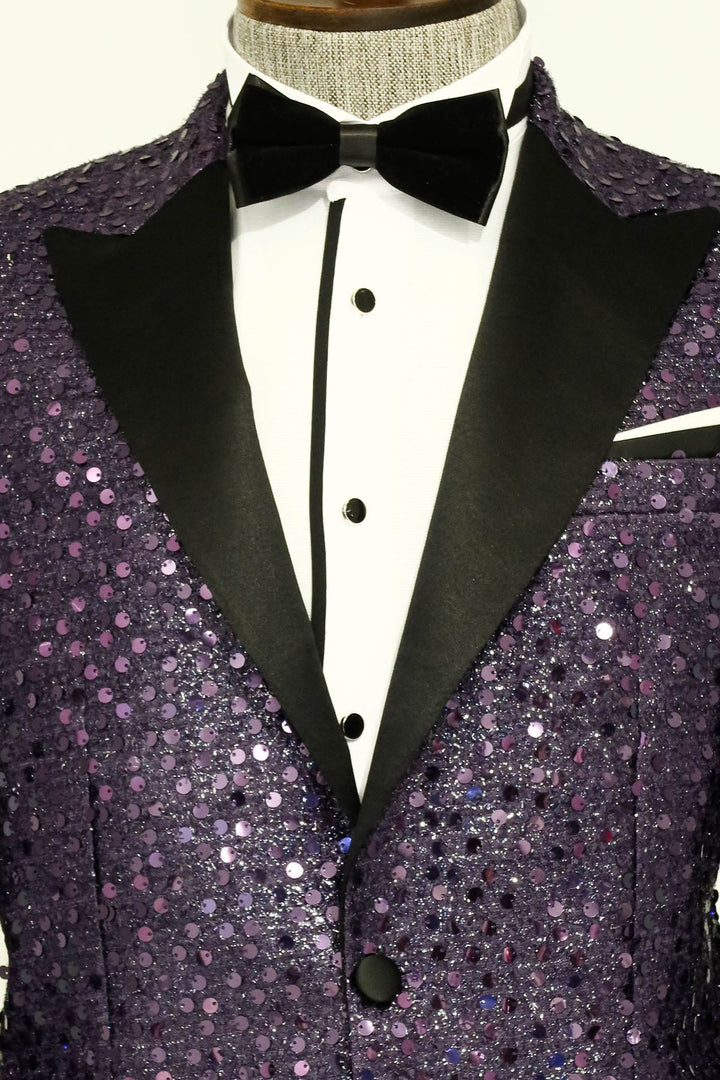 WSS Glitter Pattern Purple Men Prom Blazer  - Sabinas