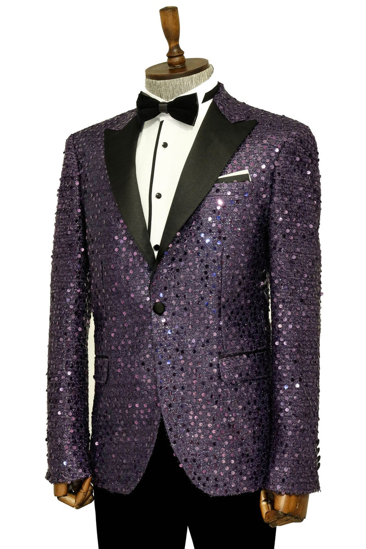 WSS Glitter Pattern Purple Men Prom Blazer  - Sabinas