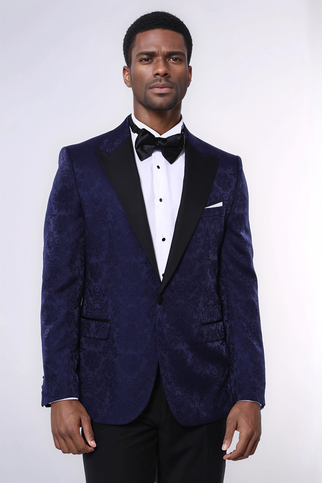 WSS Navy Blue Patterned Party Blazer  - Woodley