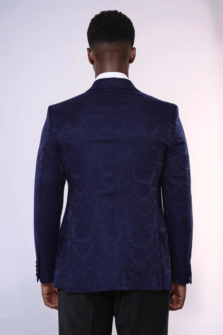 WSS Navy Blue Patterned Party Blazer  - Woodley