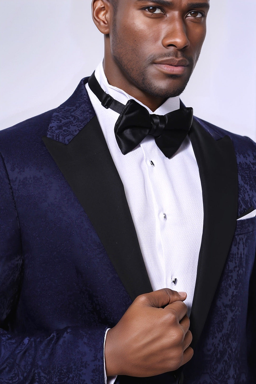 WSS Navy Blue Patterned Party Blazer  - Woodley