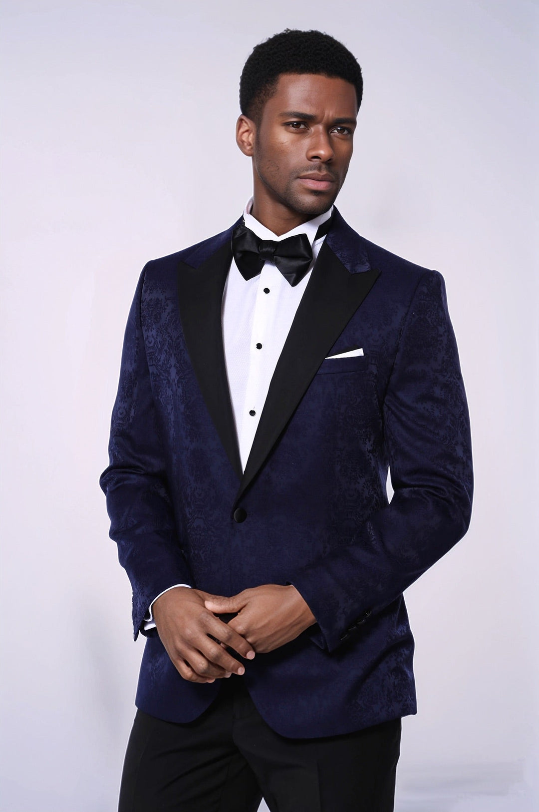WSS Navy Blue Patterned Party Blazer  - Woodley
