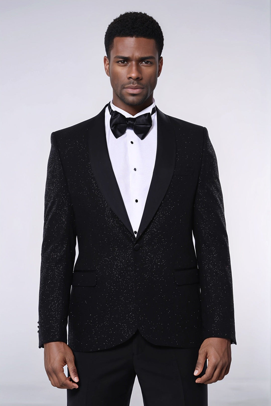 WSS Black Shawl Lapel Sparkly Men Party Blazer  - Villena
