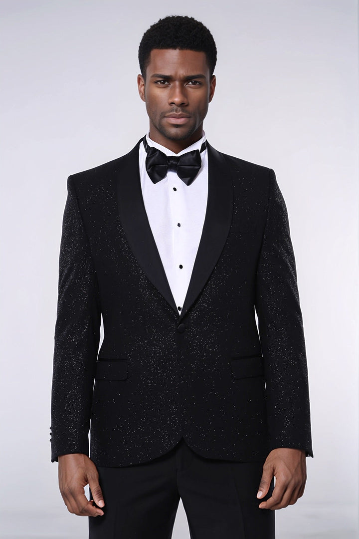 WSS Black Shawl Lapel Sparkly Men Party Blazer  - Villena