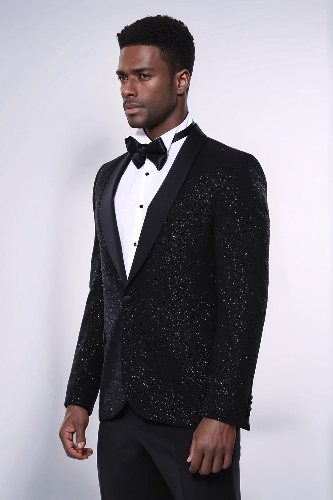 WSS Black Shawl Lapel Sparkly Men Party Blazer  - Villena