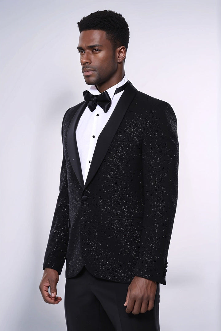 WSS Black Shawl Lapel Sparkly Men Party Blazer  - Villena
