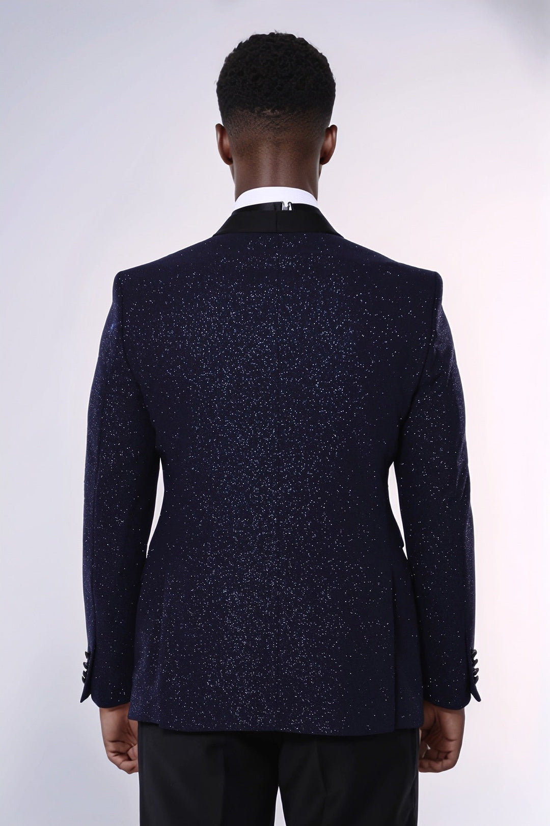 WSS Shawl Lapel Navy Blue Men Sparkly Blazer  - Namur
