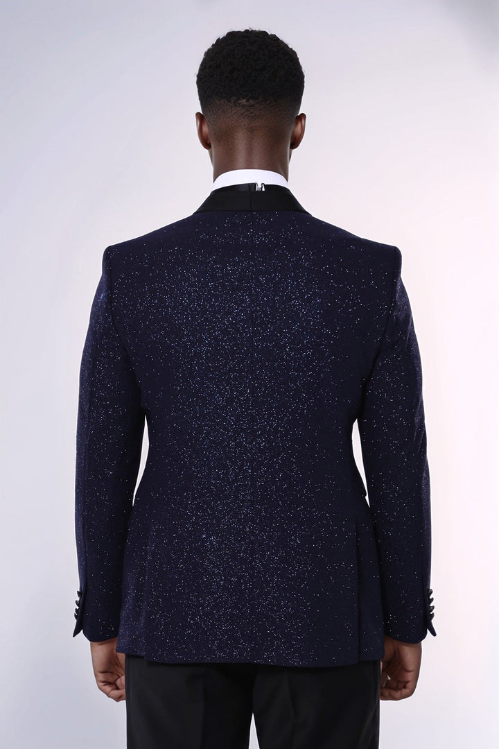 WSS Shawl Lapel Navy Blue Men Sparkly Blazer  - Namur