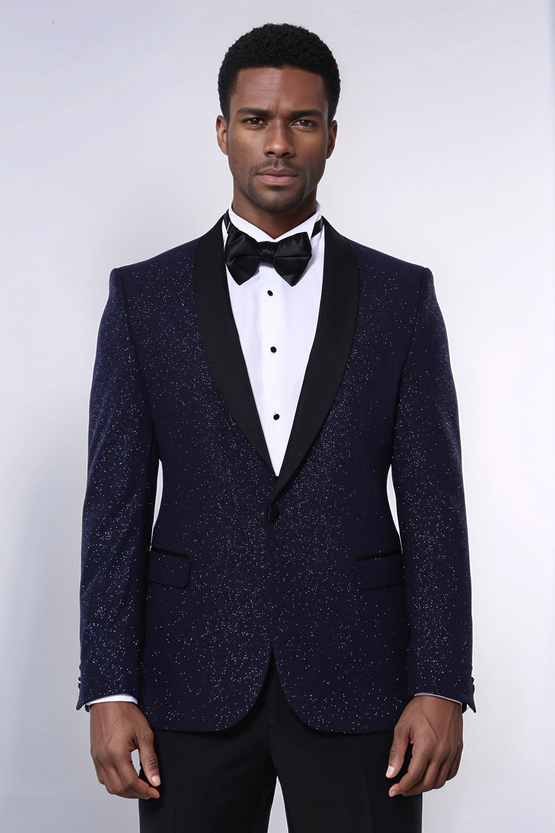 WSS Shawl Lapel Navy Blue Men Sparkly Blazer  - Namur
