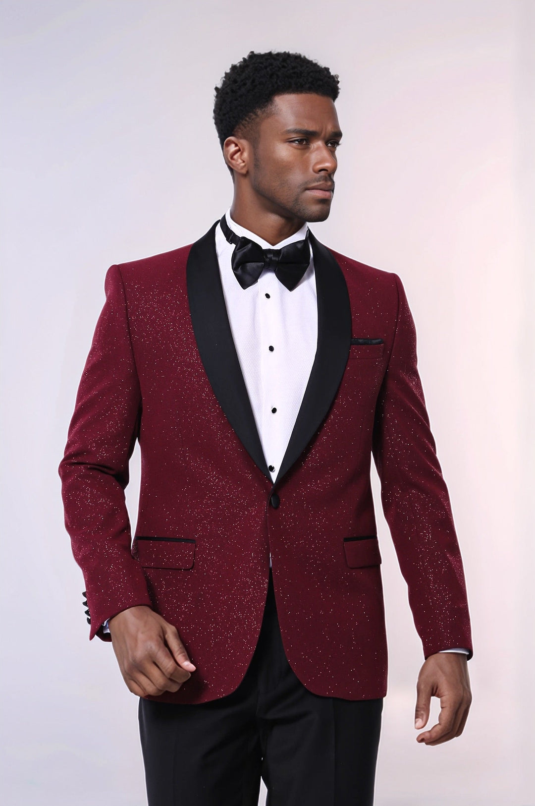 WSS Burgundy Shawl Lapel Sparkly Men Tuxedo Jacket  - Memphis