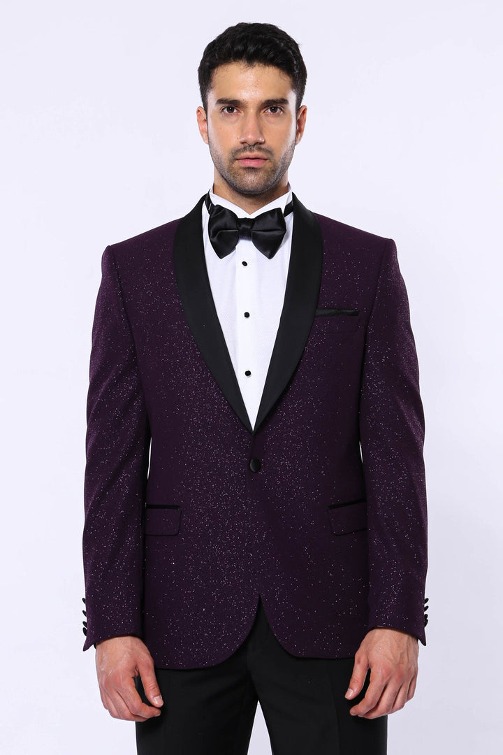 WSS Purple Shawl Lapel Sparkly Men Party Blazer  - Torrevieja
