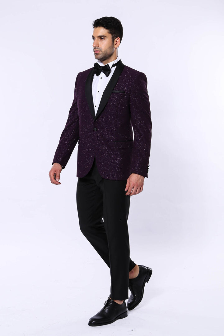 WSS Purple Shawl Lapel Sparkly Men Party Blazer  - Torrevieja