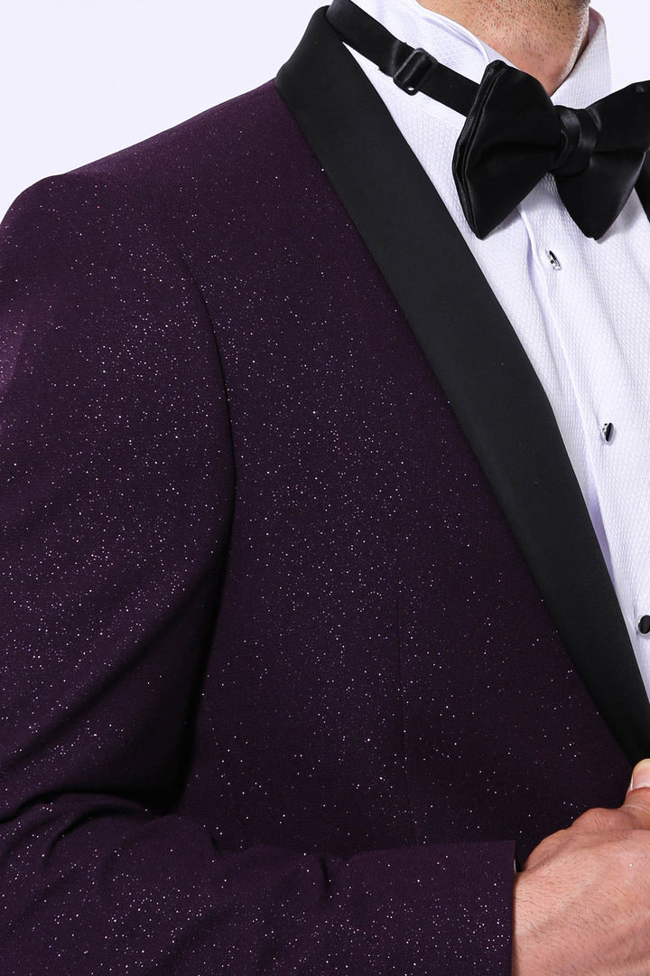 WSS Purple Shawl Lapel Sparkly Men Party Blazer  - Torrevieja