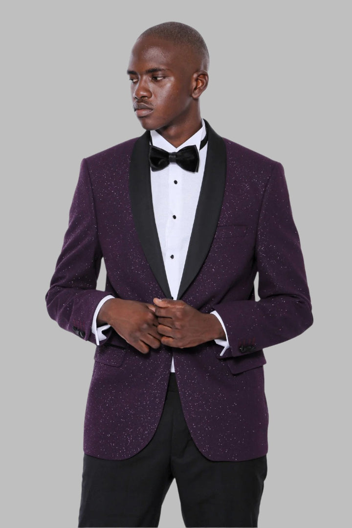 WSS Purple Shawl Lapel Sparkly Men Party Blazer  - Torrevieja