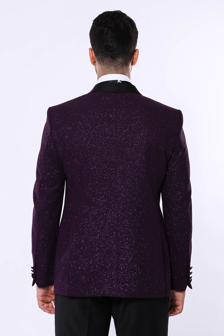 WSS Purple Shawl Lapel Sparkly Men Party Blazer  - Torrevieja