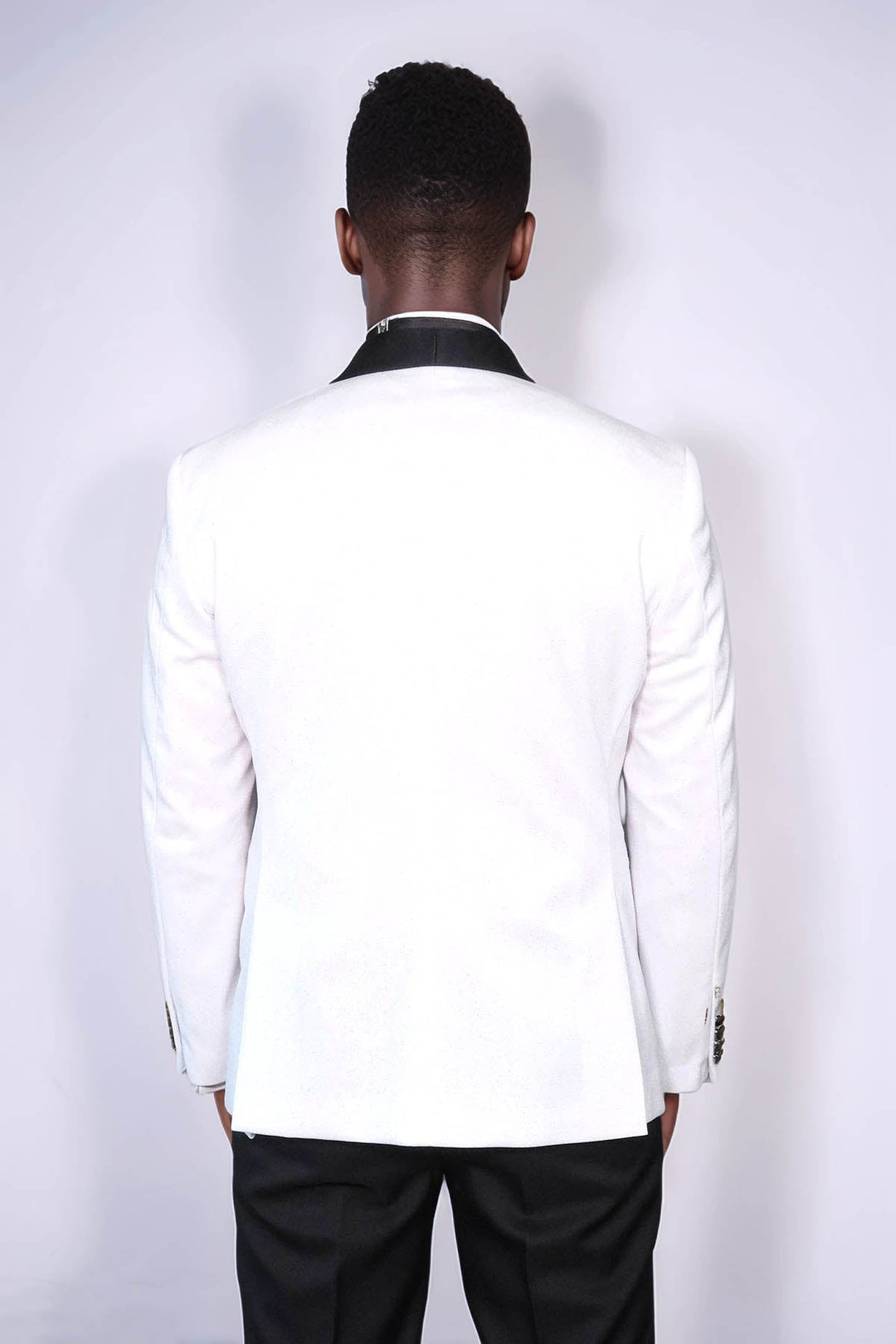 WSS Slim Fit Shawl Lapel White Men Shiny Blazer  - Ferrara