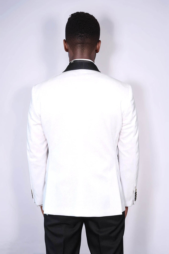 WSS Slim Fit Shawl Lapel White Men Shiny Blazer  - Ferrara
