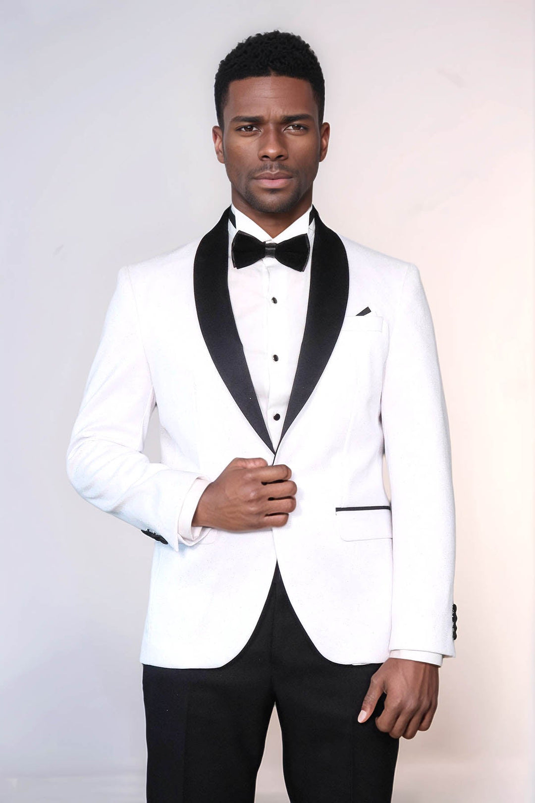 WSS Slim Fit Shawl Lapel White Men Shiny Blazer  - Ferrara
