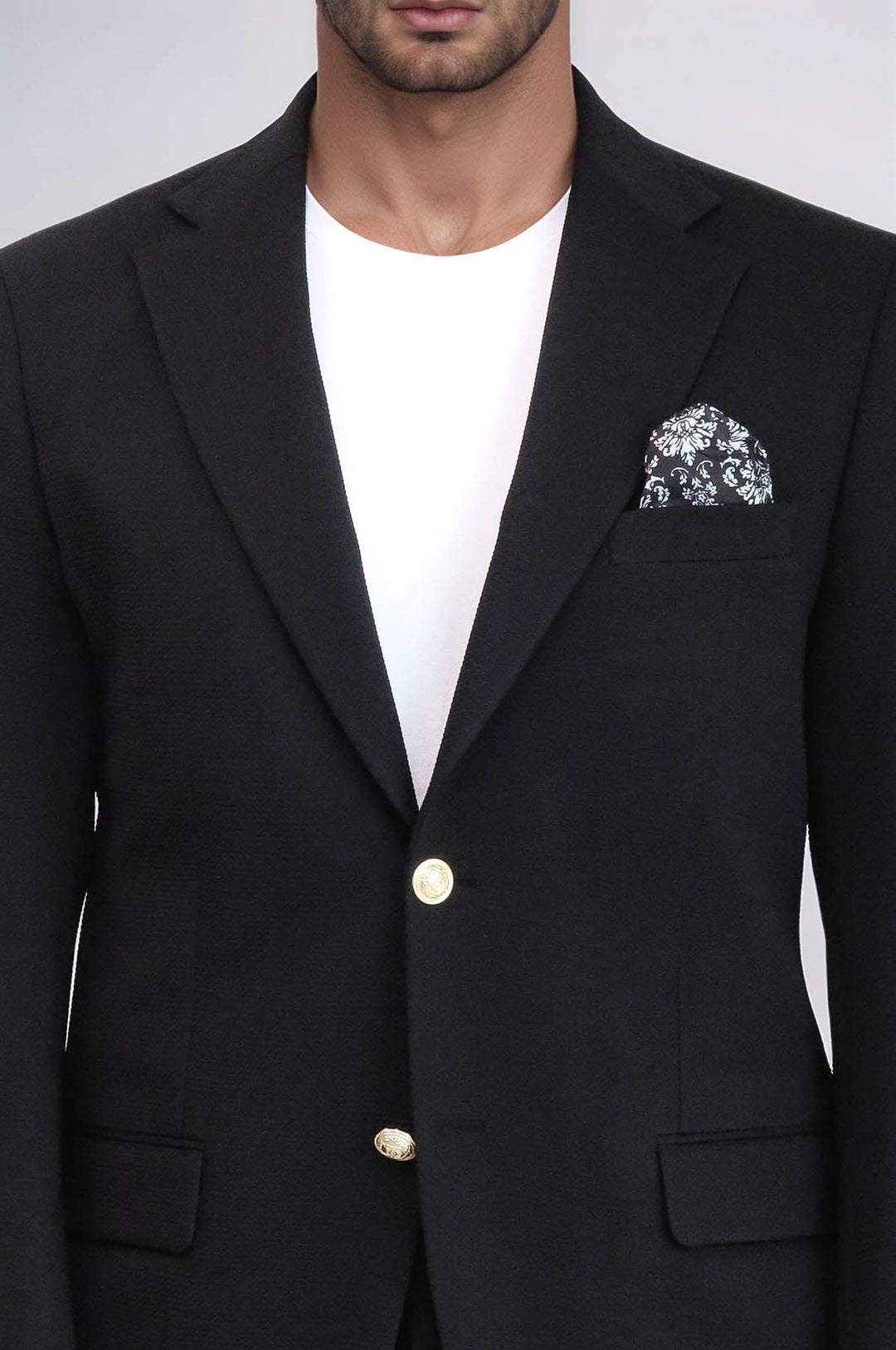 WSS Black Textured Gold Metal Button Slim Fit Men's Blazer Jacket  - Barendrecht
