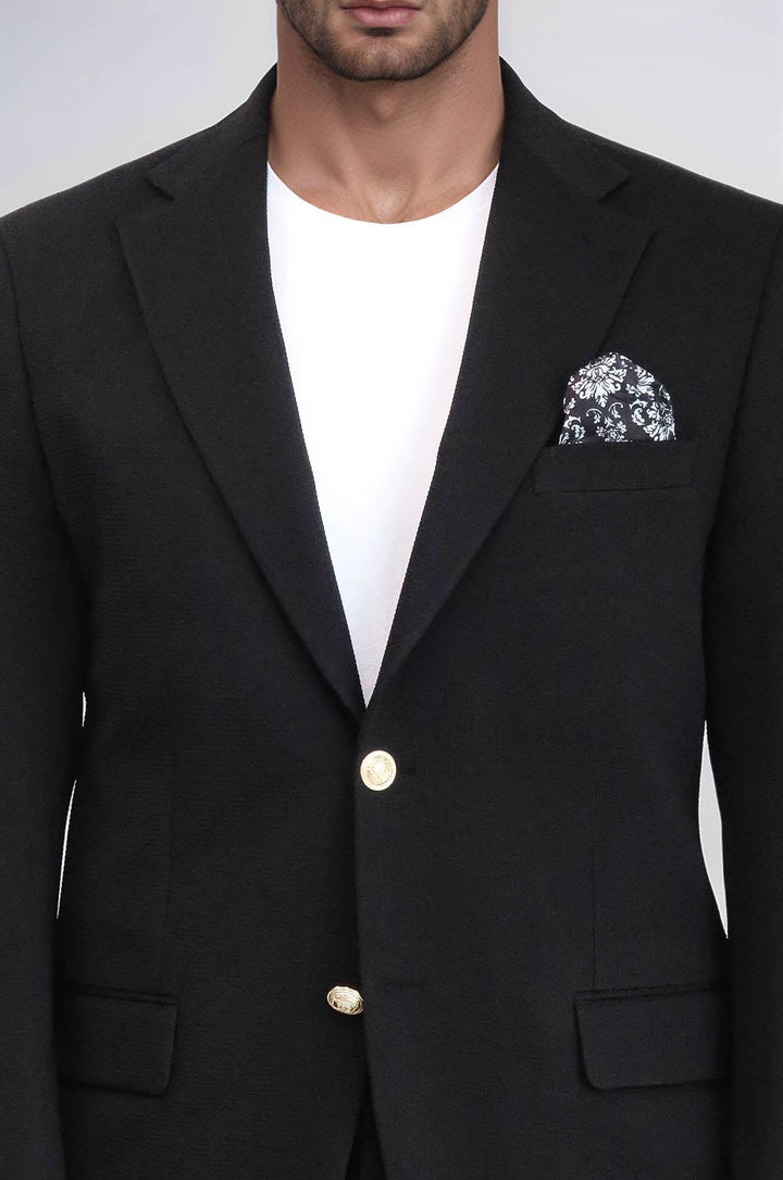WSS Black Textured Gold Metal Button Slim Fit Men's Blazer Jacket  - Barendrecht