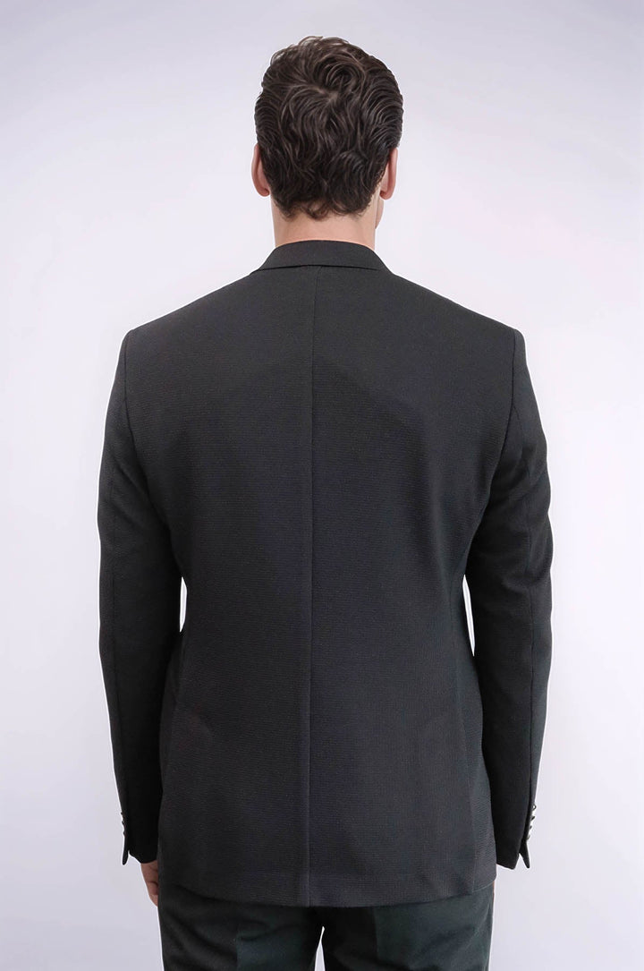WSS Black Textured Gold Metal Button Slim Fit Men's Blazer Jacket  - Barendrecht