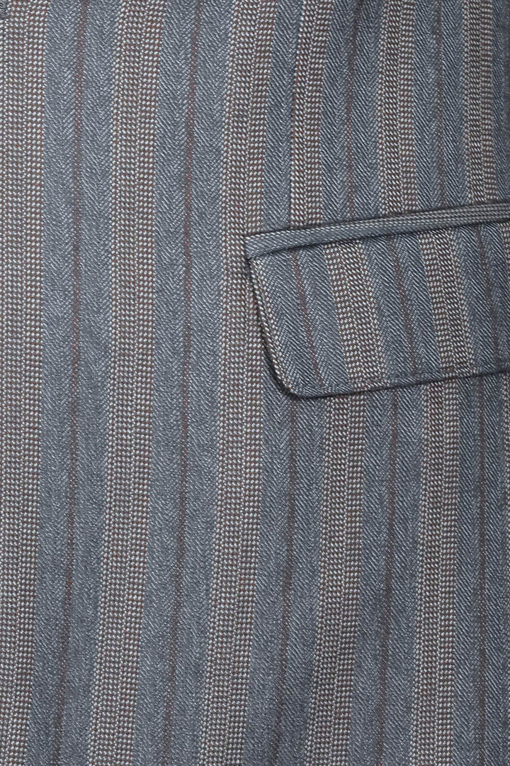 WSS Striped Slim Fit Men Grey Blazer  - Memphis