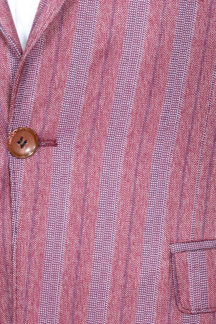 WSS Striped Slim Fit Single Button Burgundy Men Blazer  - Pervomaisk