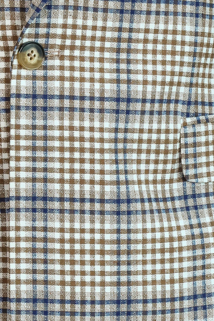 WSS Plaid Slim-Fit Brown Blue Men Blazer  - Empalme