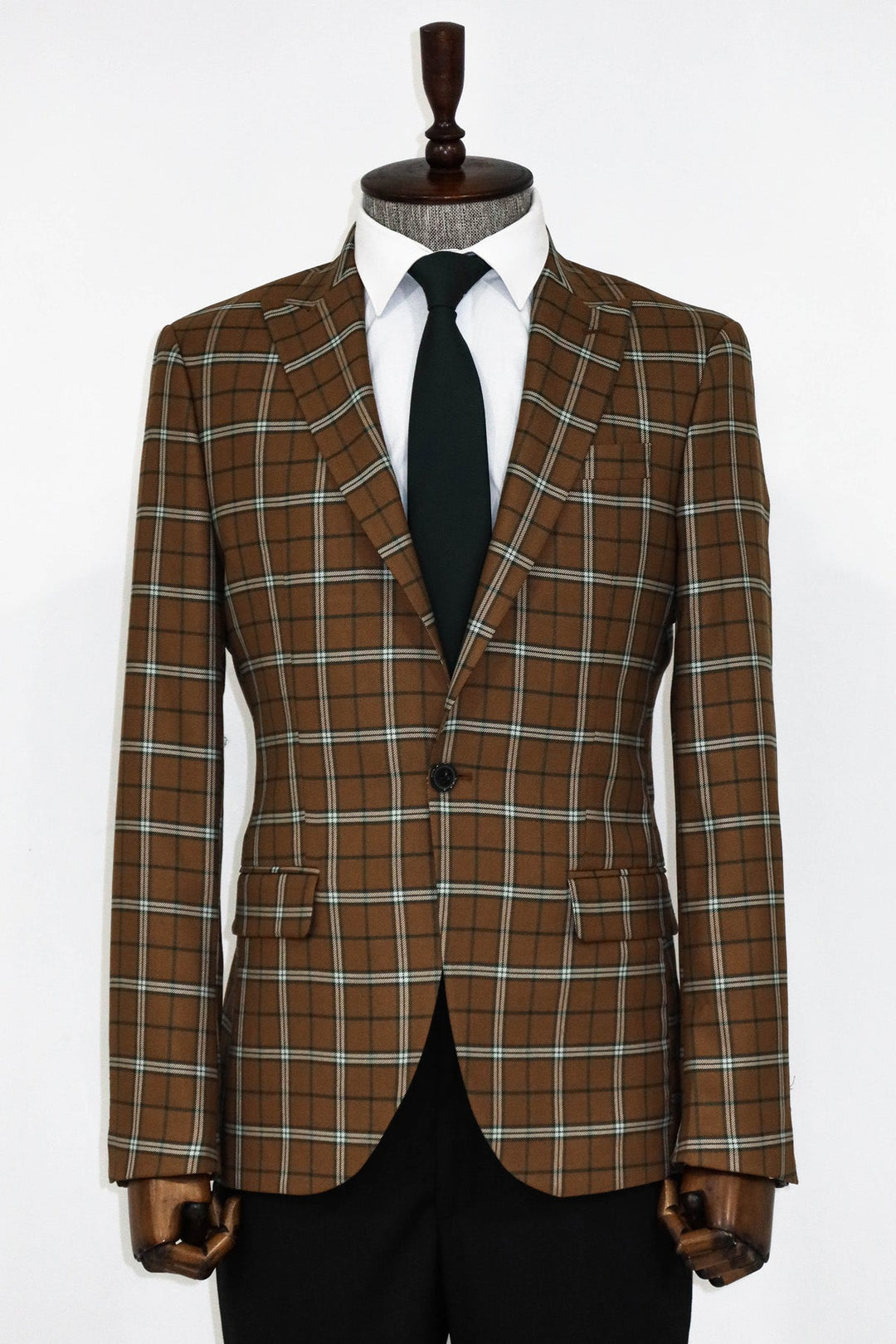 WSS Checked Brown Men Blazer and Trousers Combination - Mitrovicë