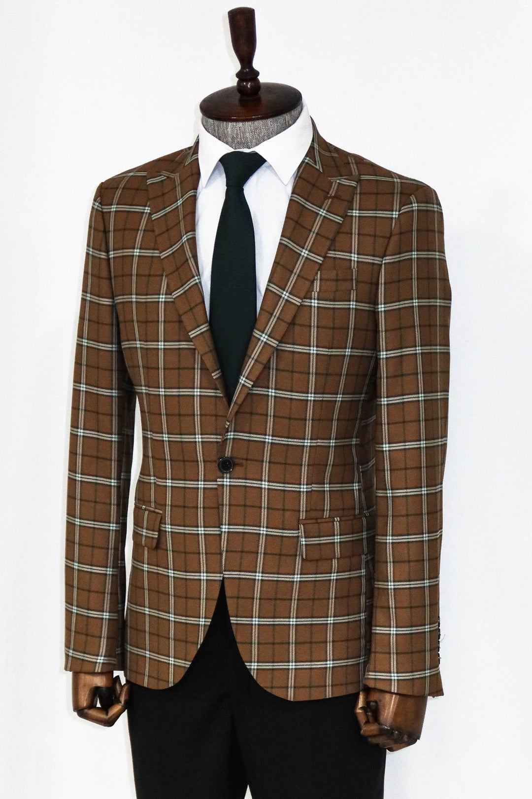 WSS Checked Brown Men Blazer and Trousers Combination - Mitrovicë