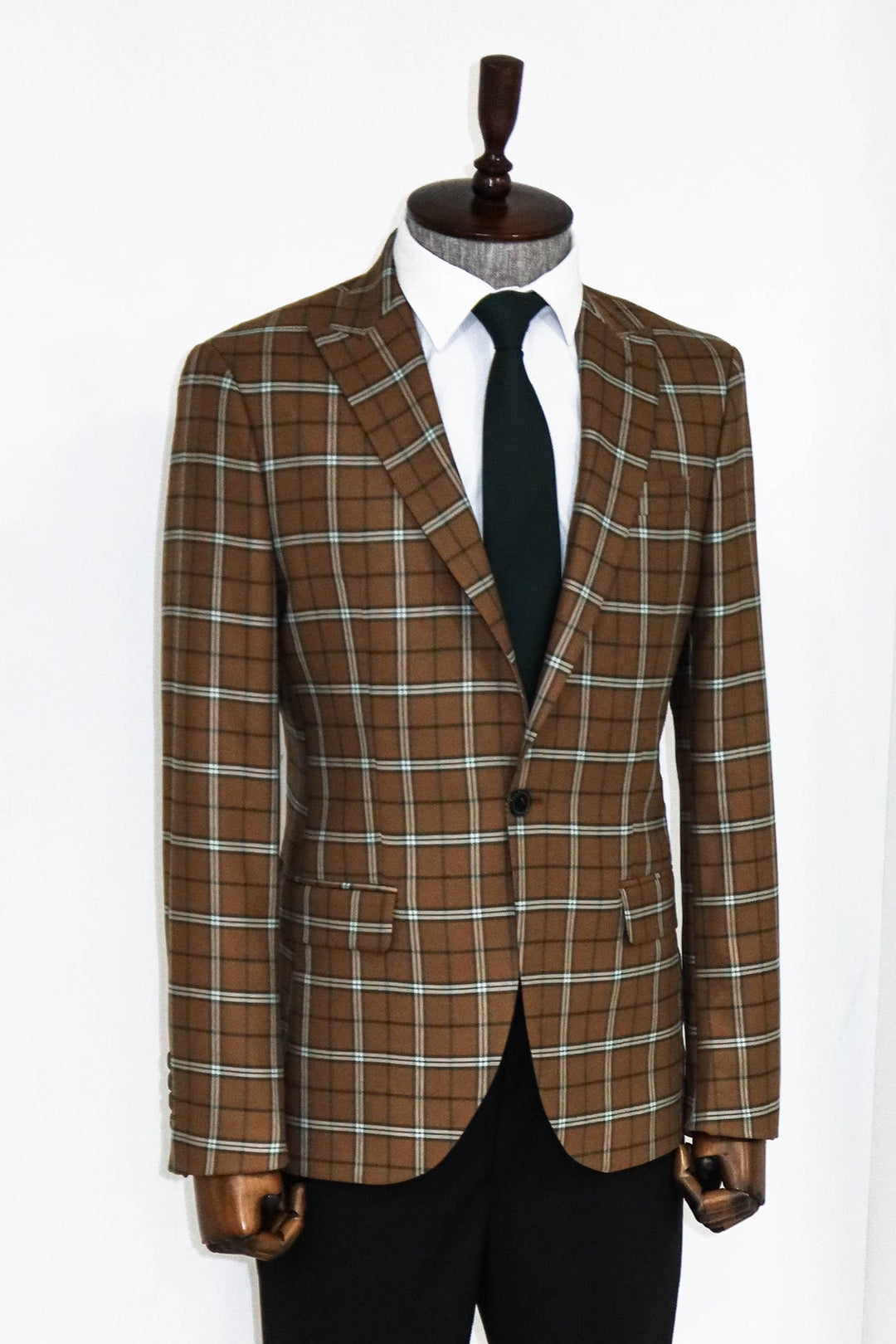 WSS Checked Brown Men Blazer and Trousers Combination - Mitrovicë